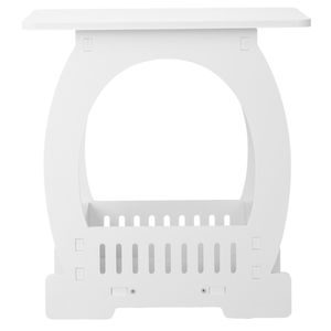 Comodino Moderno con Design ad Arco per Interni ed Esterni, Tavolino Bianco con Vano Portaoggetti per Spazi Ristretti - Product Image 4