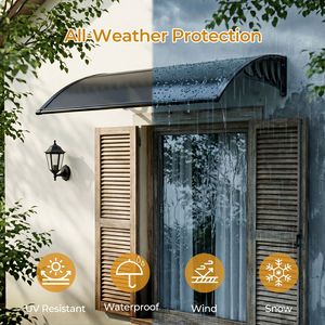 Tettoia per Finestra 40x40 Pollici, Protezione Esterna da UV, Pioggia e Neve, Tettoia per Ingresso Porta con Drenaggio, in PC Rivestito per Casa, Portico, Patio - Product Image 6