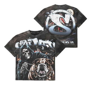 เสื้อยืดทรงบ็อกซี่แบบครอปฟิต พรีเมียม ล้างสีแบบแอซิดวอช เสื้อยืดโอเวอร์ไซส์ไซส์ใหญ่พิเศษสำหรับผู้ชาย ผ้าคอตตอน 100% สไตล์สตรีทแวร์ วินเทจ - Product Image 1