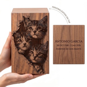 Personalized Eco-Friendly Durable Wooden <b>Cat</b> <b>Urn</b> for Kitten Memorial with Custom Photo Engraving and Cremation - Product Image 5