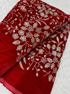 SQ embroidery fabric sequence fabric embroidery fabric beaded tulle fabric lace fabric textile wholesale garment sourcing buyers - Product Image 2