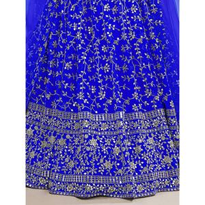 Women's Blue <b>Sequins</b> Georgette Wedding Lehenga Choli Set - Product Image 2