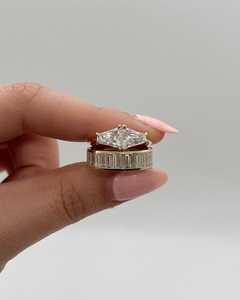 Baguette Cut Eternity Band 14k 18k <b>Solid</b> Gold Vertical Lab Grown Diamond Channel Set Wedding Bold Modern Ring For Women Men Gift - Product Image 6