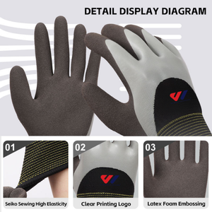 Guantes de Trabajo de Látex Industriales Cómodos de 13G, Guantes de Seguridad Antideslizantes Recubiertos de Látex y Poliéster, Guantes de Goma Económicos - Product Image 4