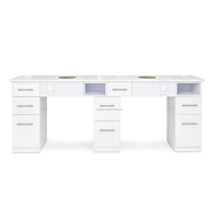 Nouvelle table de manucure haut de gamme moderne et tendance en contreplaqué MDF marbré, couleur personnalisée, OEM/ODM, pour salon de manucure