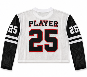 Women Crop <b>Top</b> Long Sleeve <b>Mesh</b> Streetwear American Football Jersey Custom Team Breathable Uniform Hip Hop Private Label Apparel - Product Image 4