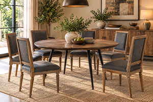 Mesa de Comedor Redonda de Madera Maciza para Restaurante Comercial, con Patas de Metal Negro, Diseño Moderno de Mediados de Siglo, Muebles de Comedor - Product Image 5