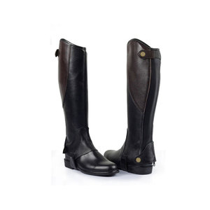 Leather <b>Riding</b> Boots Brown Full Length With Side Zip And Buckle Closure - Product Image 3