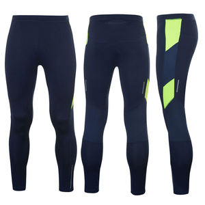 <b>Men's</b> <b>Compression</b> Leggings Full Length Dark Blue Elastic Waist Breathable Cotton Bamboo Fiber Athletic Workout <b>Tights</b> - Product Image 1