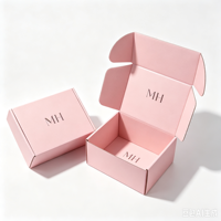 Boîte d'expédition en carton ondulé rose pastel personnalisée, écologique, en matériaux recyclés, avec logo, pour chaussettes, emballage d'expédition e-commerce