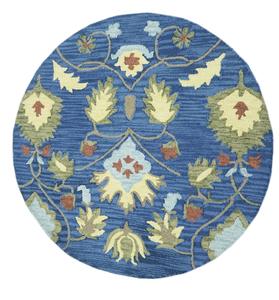 Tapis rond en laine tufté à la main, bleu, design abstrait moderne, tapis artisanal écologique pour salon et décoration intérieure - Product Image 6