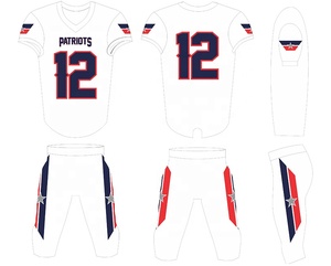 Nuevo Diseño Personalizado, Conjunto de Camiseta de Fútbol Americano con Estampado por Transferencia de Calor, 100% Poliéster, Cuello en V, Tallas Grandes, Ropa Deportiva para Hombre - Product Image 4