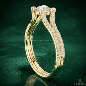 Anillo de Compromiso de Moissanita con Corte Redondo en Oro de 9K, 10K, 14K y 18K Personalizado, Certificado por IGI, Anillo de Boda con Pavé para Mujer - Product Image 4