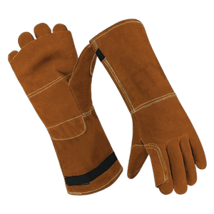 High Quality Cowhide Split Leather <b>Work</b> Protection Safety Industrial Welding Gloves Reinforced <b>Apron</b> Palm Gauntlet Hand Gloves - Product Image 2