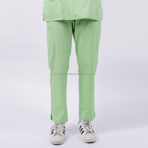 กางเกงวิ่งขายาวสำหรับผู้หญิงผ้าสแปนเด็กซ์ผ้าโพลีเอสเตอร์สีขาวผ้าสแปนเด็กซ์ตัดตรงกางเกงสำหรับโรงพยาบาล - Product Image 1