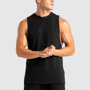 Débardeur côtelé blanc 100 % personnalisé pour homme, coupe ajustée, col ras du cou, en coton, avec impression de logo sur mesure, vente en gros - Product Image 1