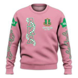 Sudadera de Forro Polar con Cuello Redondo y Bordado Sólido en Blanco/Rosa/Verde, Unisex, Talla Grande, Informal, para Invierno - Product Image 5