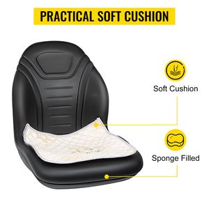 Sedile di ricambio universale per trattorini rasaerba, skid steer e carrelli elevatori, in vinile nero, con schienale alto e foro di drenaggio centrale - Product Image 2