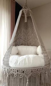 Macrame <b>Swing</b> Chair, Large Hanging Chair, <b>Hammock</b> Chair, Porch <b>Swing</b>, Indoor <b>Swing</b> Bed, Bohemian Chair - Product Image 3