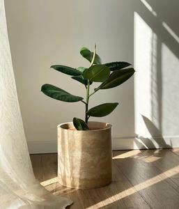 Jardinière en marbre travertin artisanal, pot à plantes en pierre naturelle, pot à fleurs décoratif d'intérieur, décoration de jardin à domicile - Product Image 3