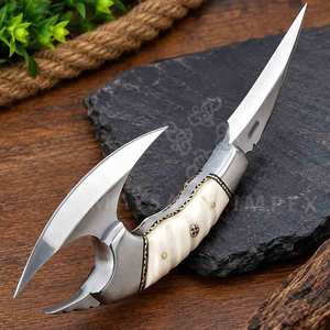Couteau de chasse tactique fait main, couteau Bowie à double tranchant avec manche en os orné, couteau de collection personnalisé pour l'extérieur, cadeau pour lui - Product Image 2