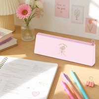 Pochette à crayons minimaliste en cuir PU pour filles, vente en gros de trousses à crayons
