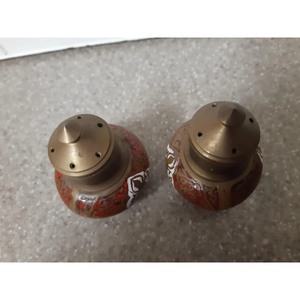 Antique Brass Spice Shakers Set <b>Red</b> Enamel Decorative Design Durable Herb Tools Stainless Steel Eco-Friendly Leak Proof - Product Image 2