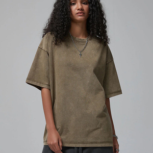 Heavyweight Cotton 275 Gsm Oversize Tshirt Cropped Boxy Tee Sun Faded Streetwear Vintage Acid Washed <b>T</b> Shirts for Men - Product Image 5