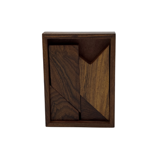 Jeu de puzzle rectangulaire en bois artisanal en bois de rose indien, casse-tête éducatif, jouet compact de voyage, cadeau - Product Image 1
