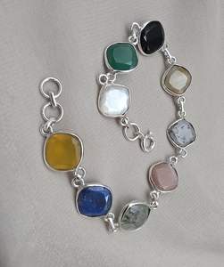 กำไลข้อมือเงินชุบประดับพลอยหลากชนิด ดีไซน์สั่งทำได้ทุกขนาด สำหรับผู้หญิง ของขวัญแต่งงานสุดหรู - Product Image 2