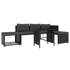 Ensemble de canapés en rotin PE noir, verre et acier thermolaqué, polyester, pour jardin, meubles de jardin - Product Image 5