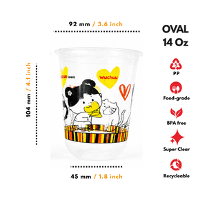 Kawaii printed Food Graded U-Shape 92 mm <b>Plastic</b> PP Polypropylene <b>Cup</b> 14 Oz for Beverage Use - Product Image 5