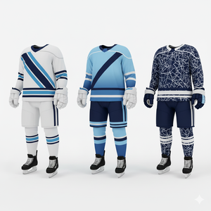 Uniforme de Hockey sobre Hielo al por Mayor 2026 |   Calcetines de Jersey Sublimados Personalizados |   Camiseta de Manga Corta con Cuello en V, Ligera y de Alto Rendimiento, OEM 100% - Product Image 3