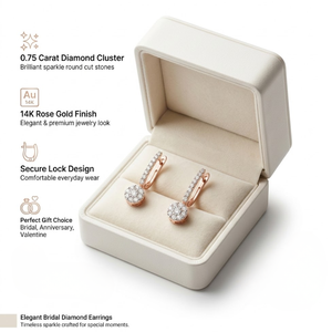 Pendientes de Diamantes Redondos de 0.75 Quilates en Oro Rosa de 14K para Mujer |   Elegante Joyería Nupcial Colgante, Regalo de San Valentín - Product Image 5