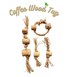 Coffee Wood Dog Chew Toy Rope <b>Tied</b> Pet Teething Toy for Teeth Cleaning and Interactive Play - Product Image 5