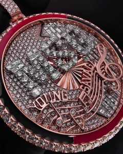 Pendentif personnalisé en argent sterling S925, diamant moissanite, plaqué or rose, émaillé rouge et noir, bijoux hip-hop glacés - Product Image 5