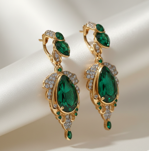 New Arrival Green Hydro Drop Earrings 925 Sterling <b>Silver</b> with 18K Gold Plated Fashion Jewelry Earrings for <b>Weddings</b> Wear - Product Image 1