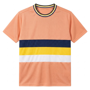 Custom <b>Peach</b> Soccer Jersey Breathable Polyester Football Shirt Quick Dry Striped Teamwear Training <b>Top</b> summer sports apparel - Product Image 1