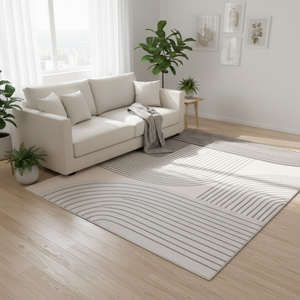 Alfombra Moderna de Diseño 2025, Suave, de Poliéster, Acolchada, Antideslizante, Apta para Mascotas, Hecha a Máquina, Color Sólido Beige, Gris Cálido, Crema, Neutro - Product Image 3