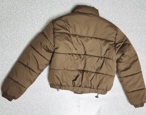 Blouson matelassé marron pour homme, coupe-vent, col montant, décontracté, coupe régulière, rembourrage en polyester épais, longueur courte, fermeture boutonnée - Product Image 2