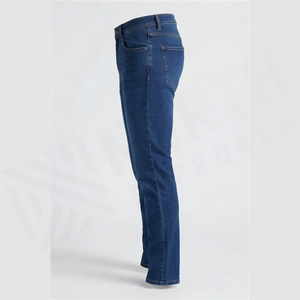 Jean en denim coupe droite délavé foncé pour homme, taille haute, coupe slim, en coton, style décontracté, pantalon d'automne - Product Image 3