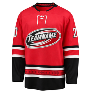 Red Ice Hockey Jersey Long Sleeve Breathable <b>Athletic</b> Team Uniform Adult Training Practice Performance Sportswear - Product Image 2