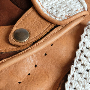 Gants de conduite en cuir véritable pour hommes, style vintage, sans doigts, respirants, logo personnalisé, OEM ODM, vente en gros au prix d'usine - Product Image 3