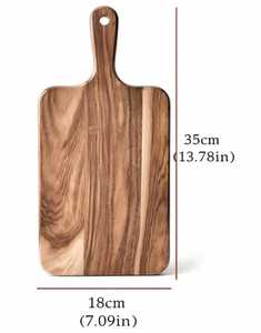 Planche à découper rectangulaire en bois d'acacia écologique avec poignée, finition naturelle, artisanale, passe au lave-vaisselle, outil de cuisine - Product Image 4
