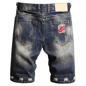 Shorts en jean pour homme, style streetwear, taille élastique, coupe mi-haute, en coton biologique, respirant et à séchage rapide - Product Image 2