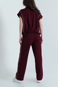 Conjunto Deportivo de Maternidad para Mujer, 2 en 1, Poliéster/Algodón, Estilo Hip Hop, Manga Larga, Cuello con Botones, Cintura Elástica, Corte Regular, Otoño - Product Image 3