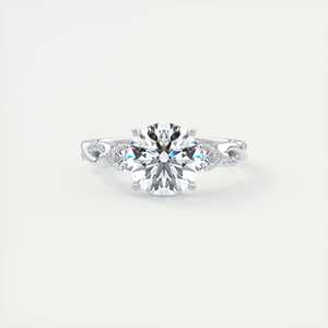 Anillo de compromiso solitario con diamante cultivado en laboratorio de corte redondo de 2.75 quilates, engastado en pavé retorcido, en oro blanco de 14 quilates. - Product Image 3