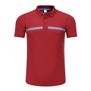 เสื้อโปโลโพลีเอสเตอร์สีแดงสำหรับผู้ชาย พร้อมแถบสะท้อนแสง ระบายอากาศได้ดี เหมาะสำหรับงานแฟชั่นและเครื่องแบบ - Product Image 3
