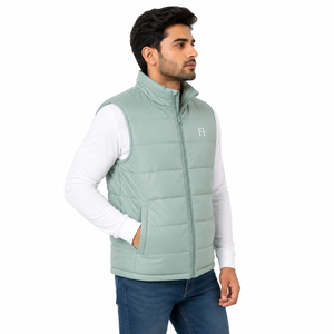 Gilet matelassé sans manches pour homme, col montant, fermeture éclair intégrale, style décontracté, hiver, OEM USA - Product Image 2