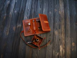 Custom Handmade Leather Pipe <b>Roll</b> Storage Bag Vintage Real Leather Tobacco Pipe Pouch Case Travel <b>Kit</b> PRB-0025B - Product Image 5